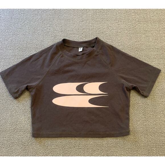 CRYING CENTER Women's Graphic T-Shirt L Taupe Minimalist Streetwear Cropped Tee - Picture 1 of 11
